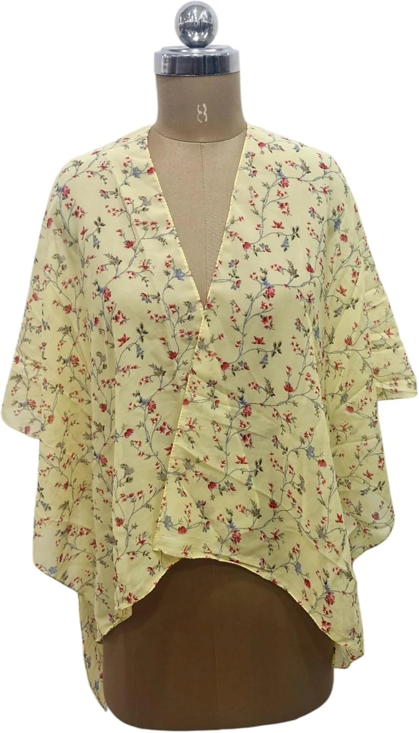 Elu  Women's Beach Cover up Swimsuit Kimono Cardigan Casual Tops with Bohemian Floral Print