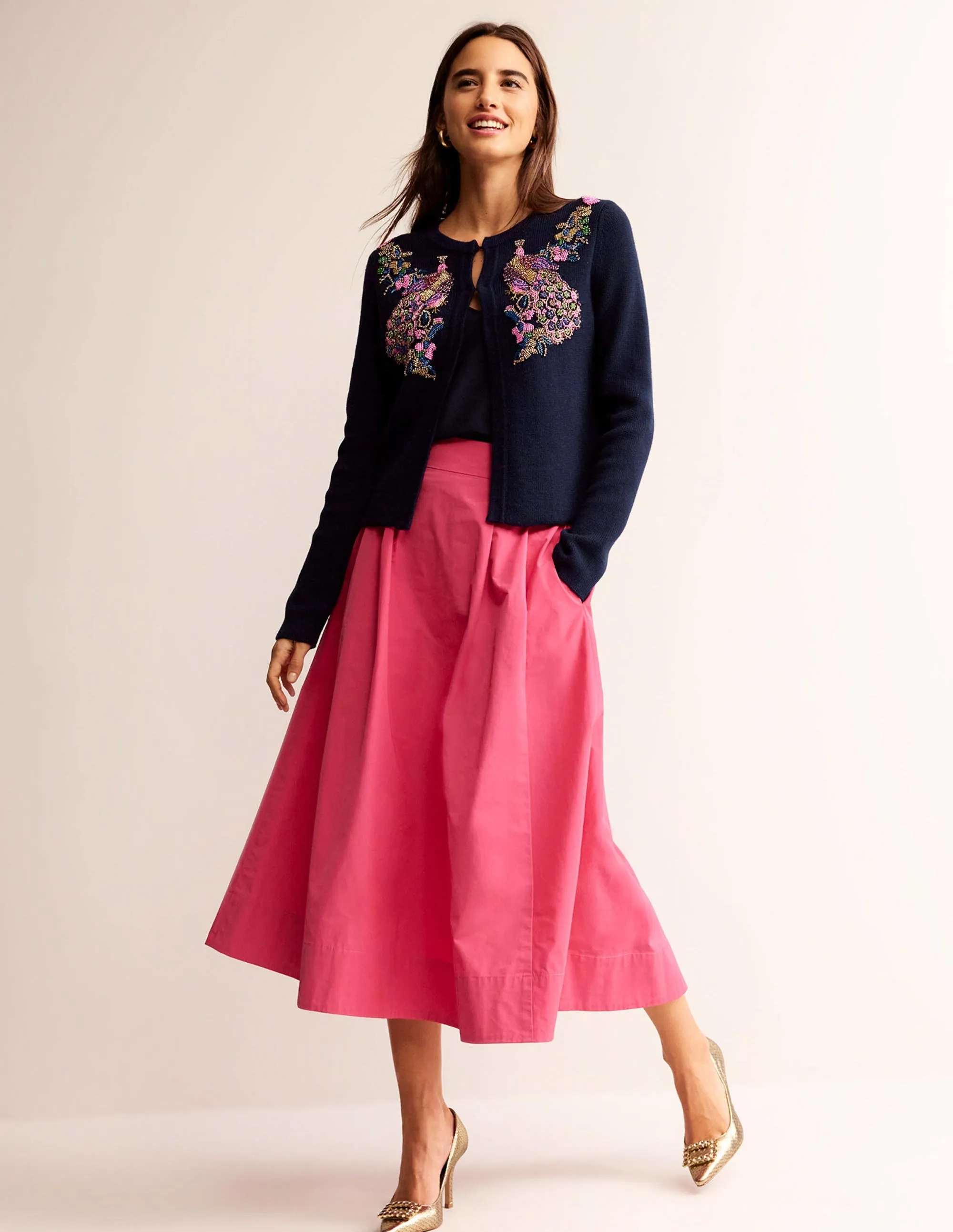 Embellished Knitted Jacket-Navy