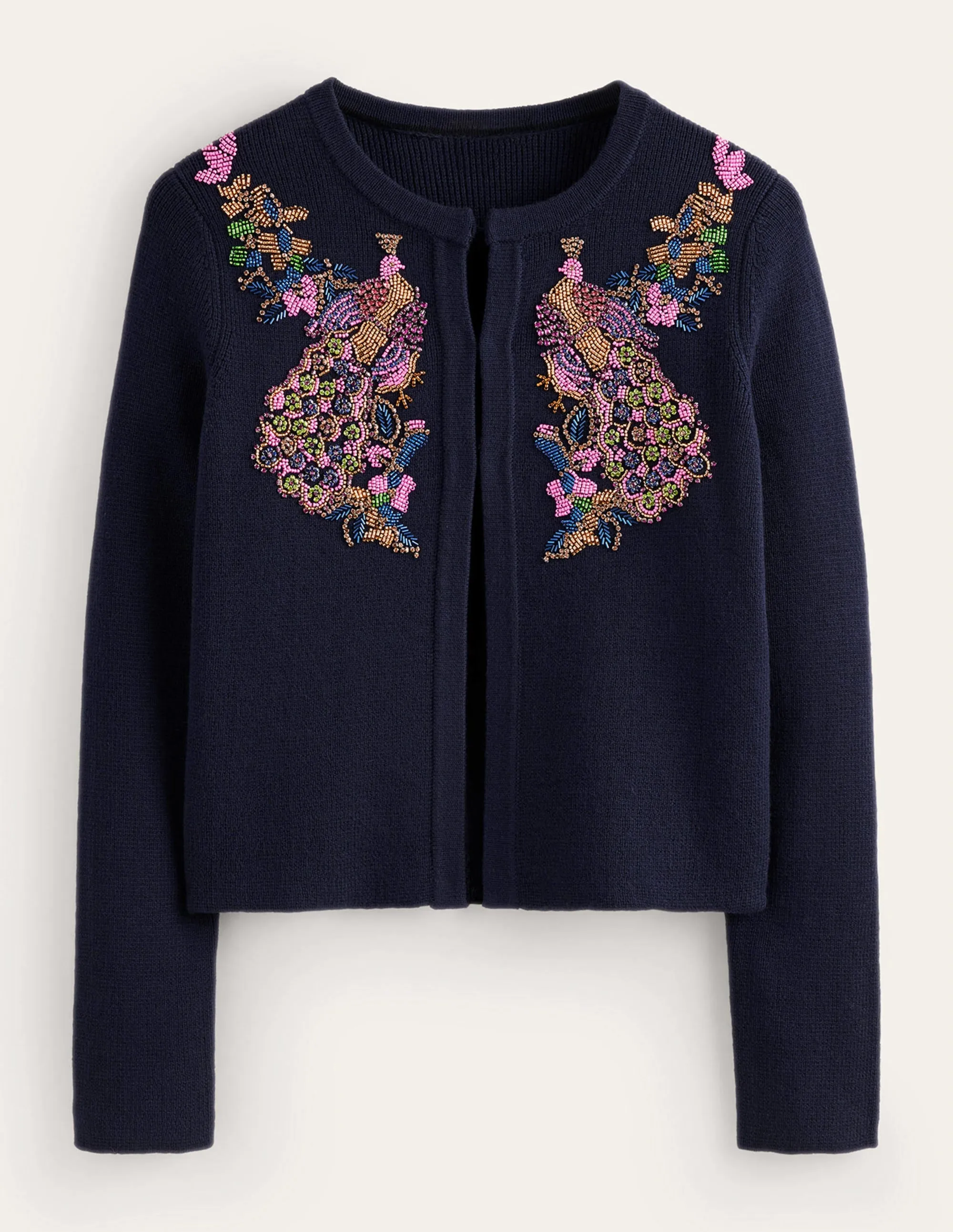 Embellished Knitted Jacket-Navy