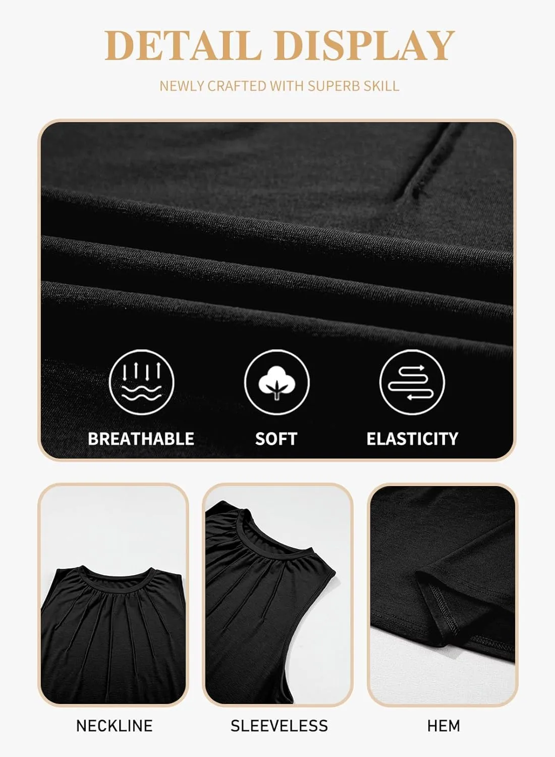 Eytino Plus Size Tank Tops for Women Summer Crewneck Sleeveless T Shirts Loose Fit Tunic Blouse(1X-5X)