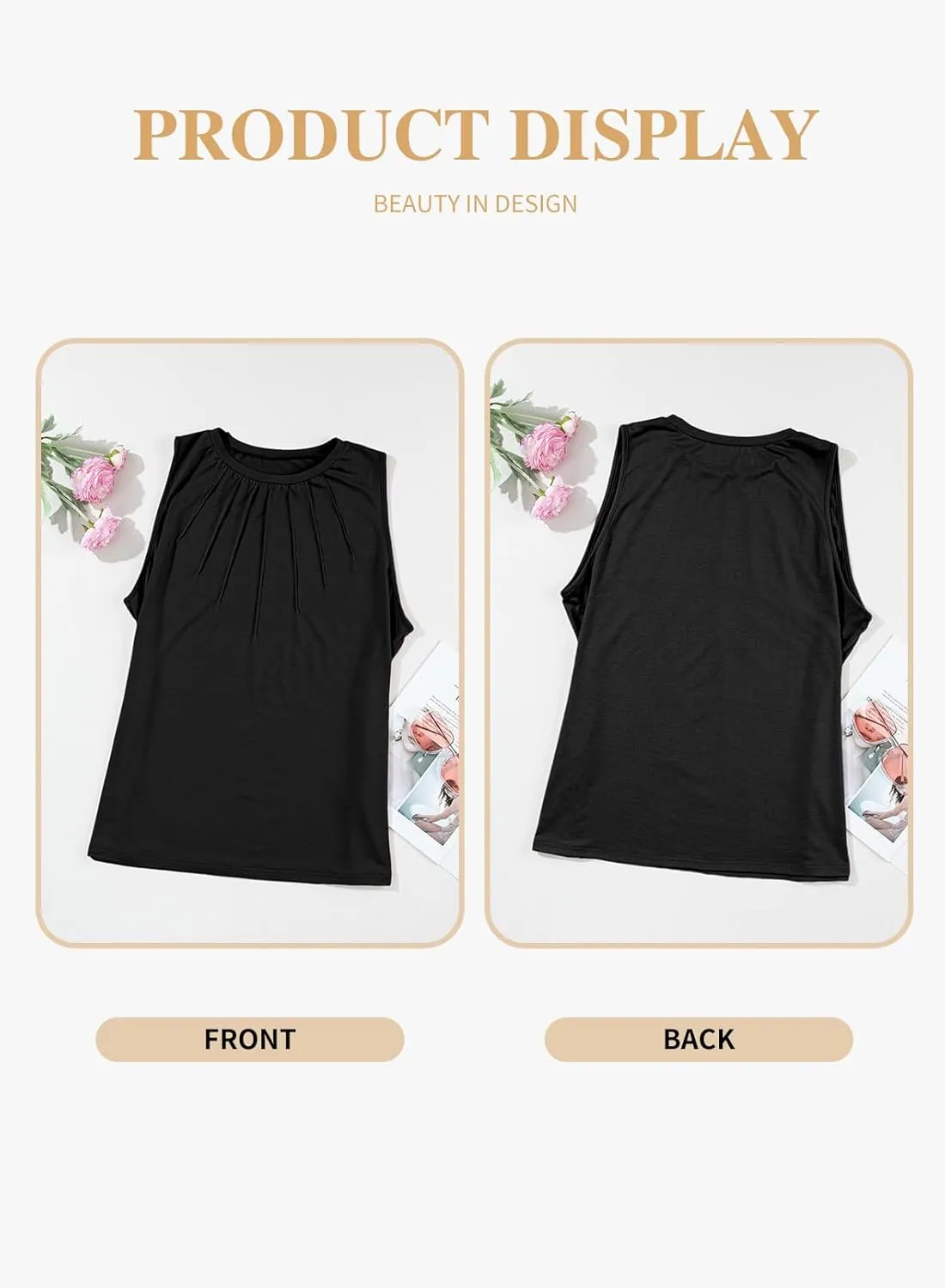 Eytino Plus Size Tank Tops for Women Summer Crewneck Sleeveless T Shirts Loose Fit Tunic Blouse(1X-5X)