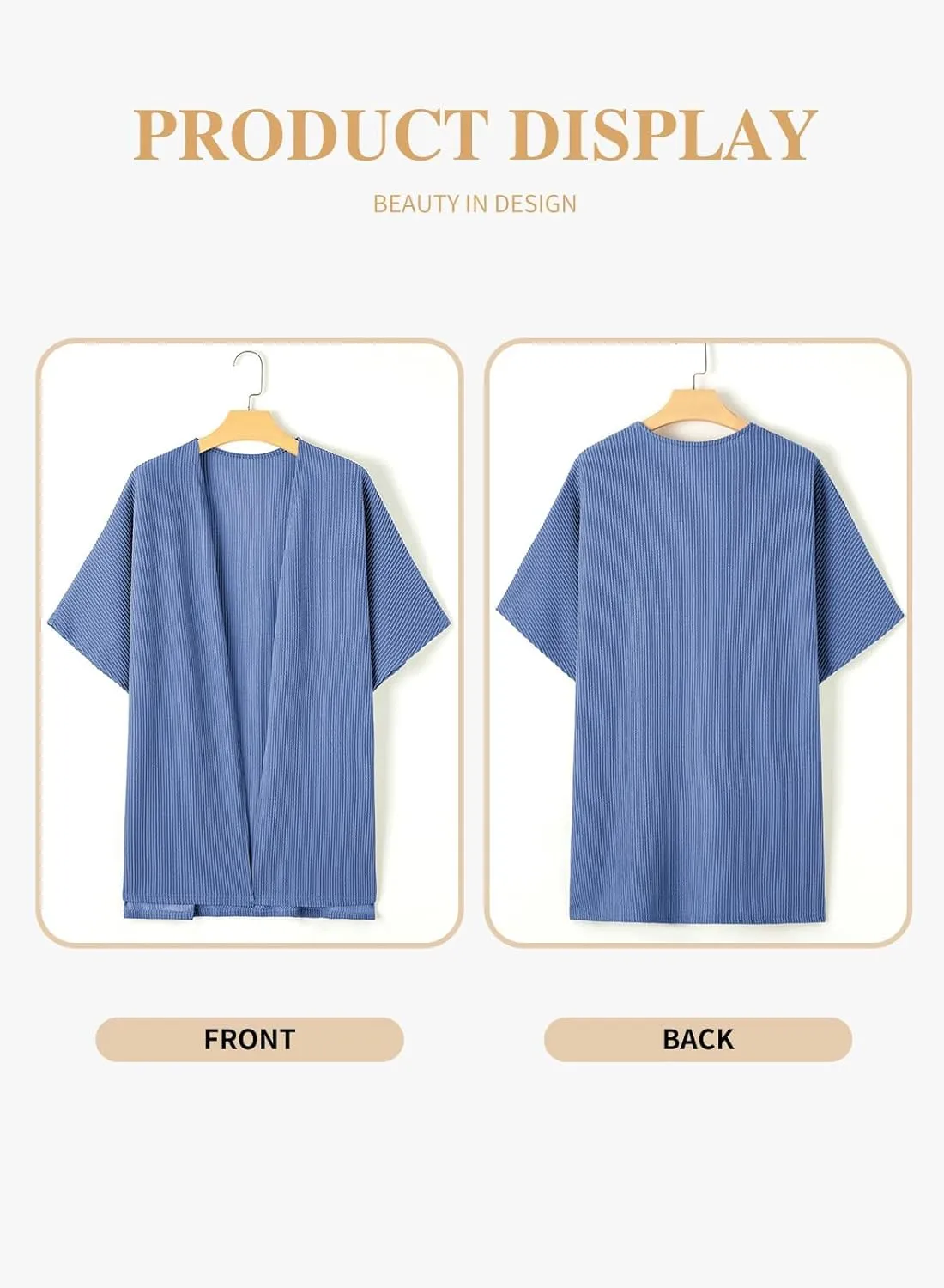 Eytino Women Plus Size Lightweight Cardigan Half Sleeve Ribbed Knit Kimono Cardigans Tops(1X-5X)