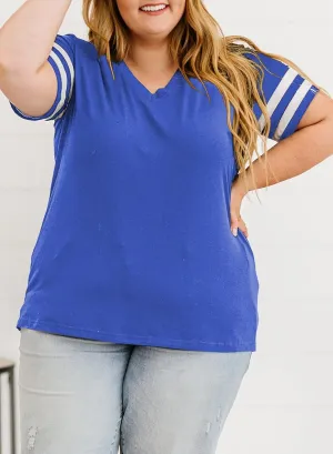 Eytino Women Plus Size Tops V Neck Short Sleeve Striped Causal Loose Blouse Shirts with Pocket(1X-5X)
