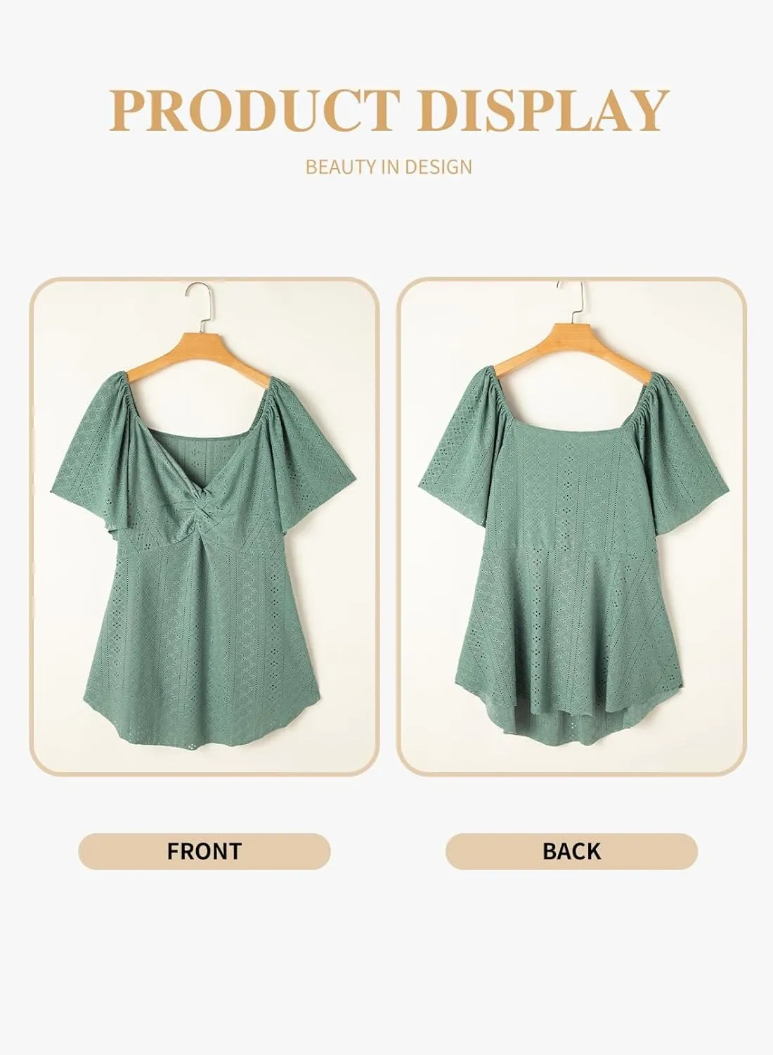 Eytino Womens Plus Size Tops Twist Front V Neck Short Sleeve Eyelet Embroidery Summer Loose Blouse Shirts(1X-5X)