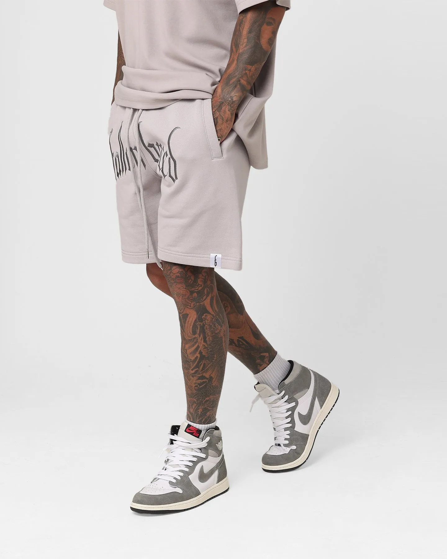 Fallen Breed Logo Sweat Shorts Light Grey
