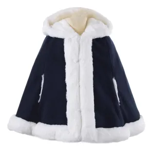 Faux Fur Trim Cape