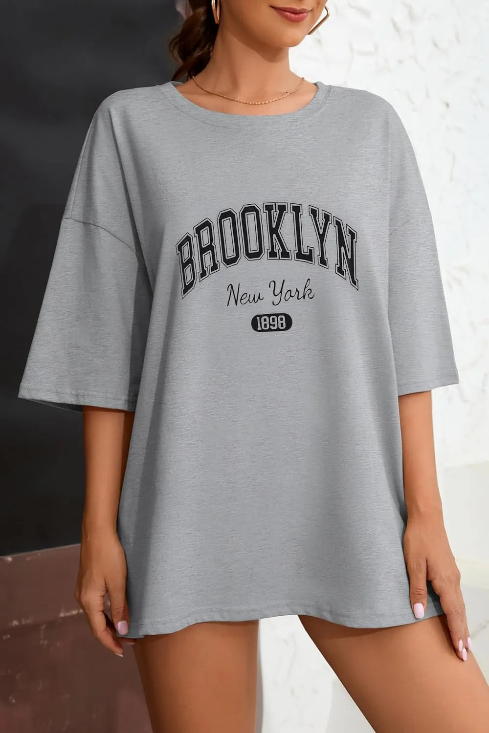 Fenxxxl Womens Oversized T Shirts Crewneck Short Sleeve Tops Loose Fit Summer Casual Blouse Y2K 2024 Basic Tee