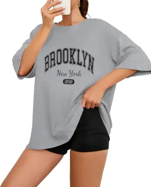 Fenxxxl Womens Oversized T Shirts Crewneck Short Sleeve Tops Loose Fit Summer Casual Blouse Y2K 2024 Basic Tee