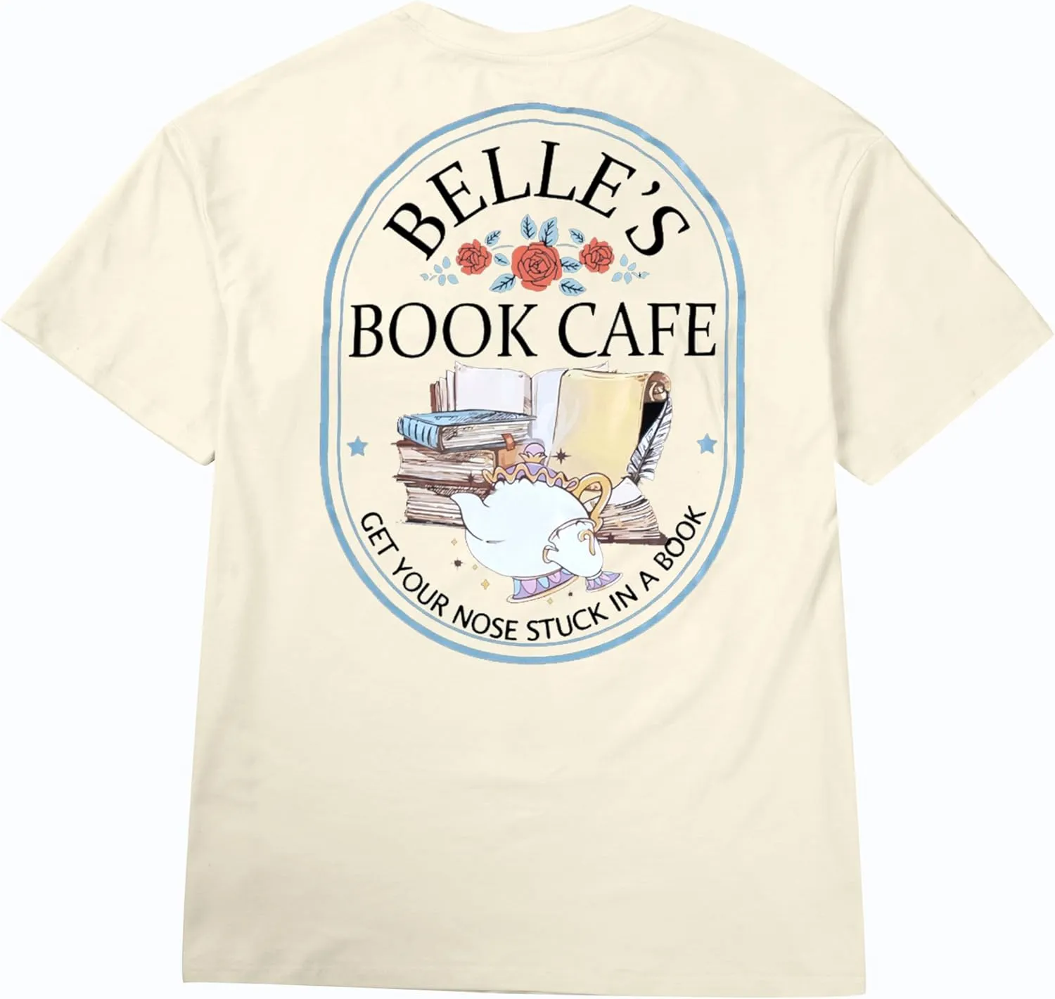 FLOYU Women Belle's Book Shop Shirt Princess Belle T-Shirt Book Lover Tops Casual Magic Kingdom Short Sleeve Shirt
