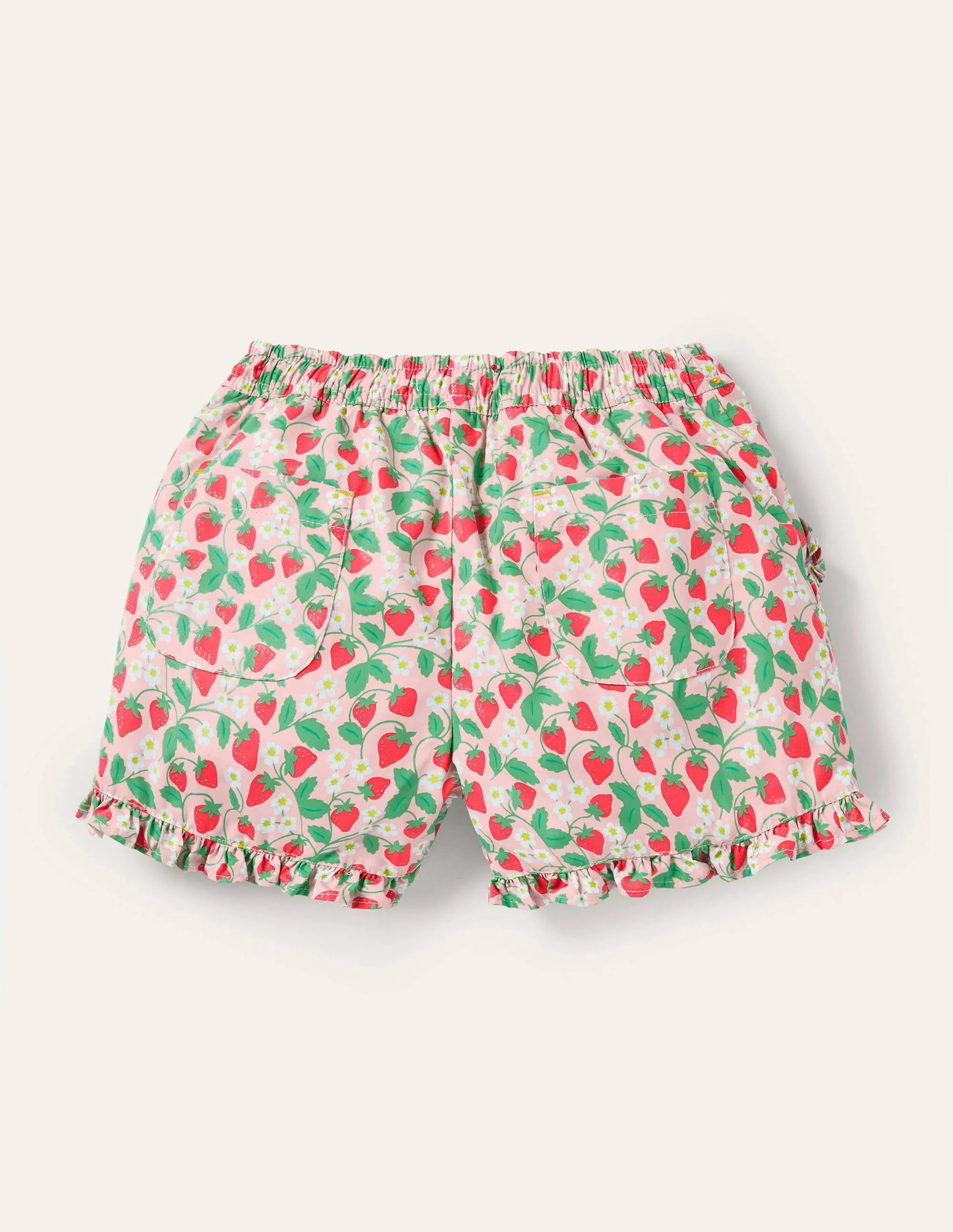Frill Hem Shorts-Boto Pink Strawberry Ditsy