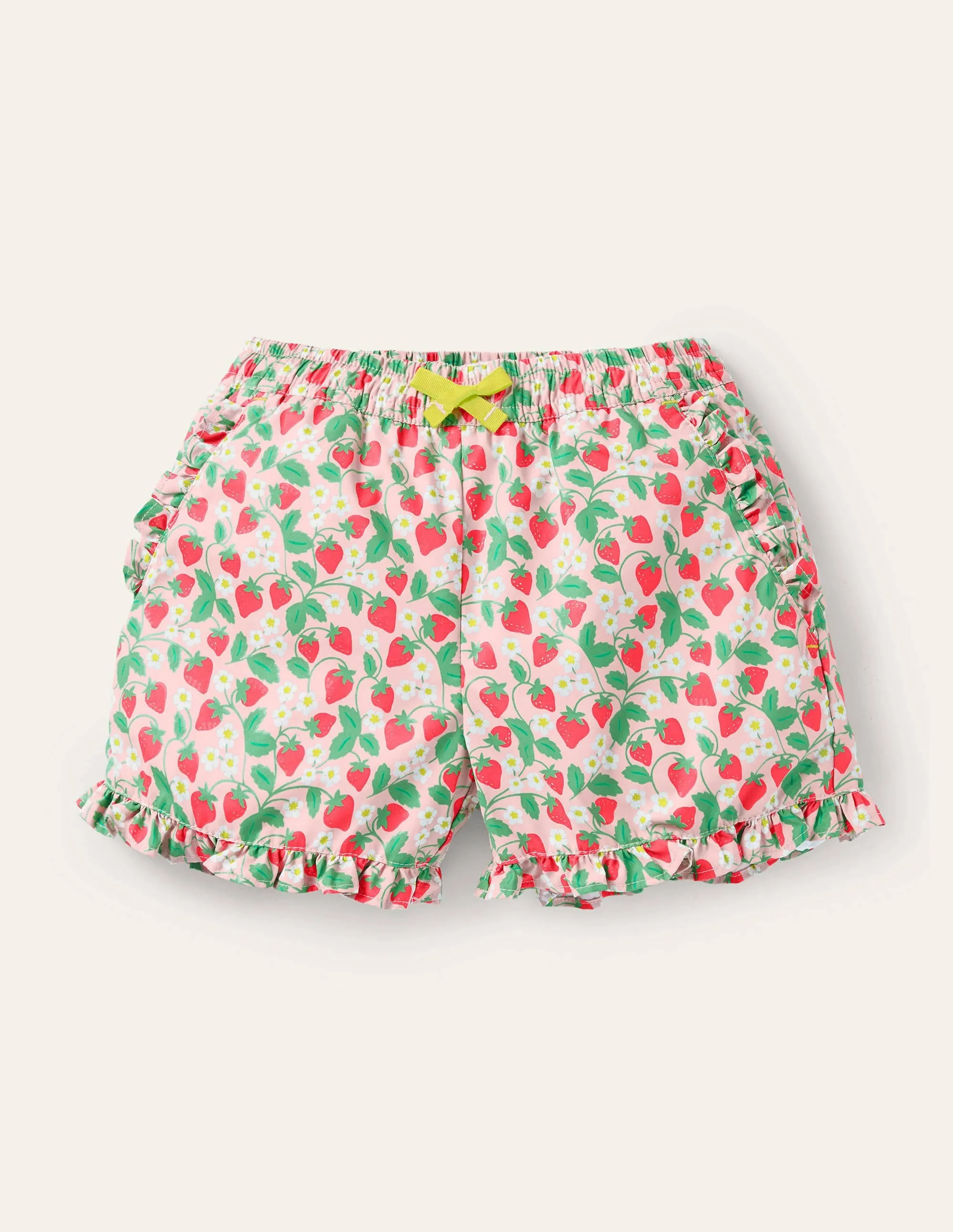 Frill Hem Shorts-Boto Pink Strawberry Ditsy