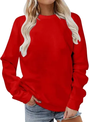 GIERIDUC Oversized Sweatshirt for Women 2024 Fashion Solid Color Long Sleeve Tops Crew Neck Pullover Blouse Fall Outfits