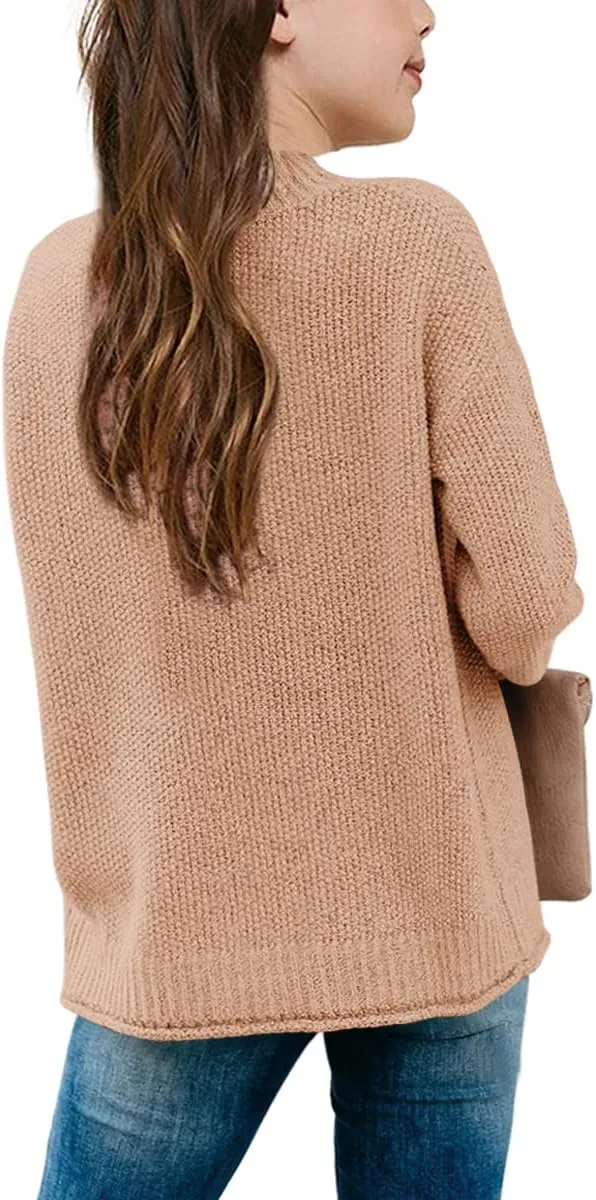 Girl's Long Sleeve Sweater Mock Neck Fall Soft Knit Pullover Jumper Tops