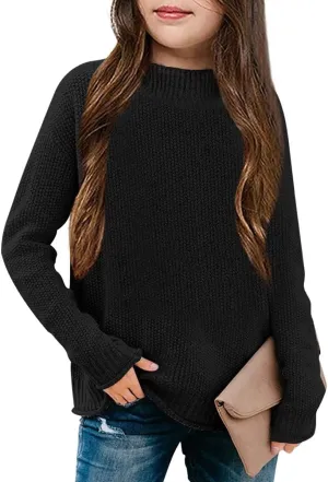 Girl's Long Sleeve Sweater Mock Neck Fall Soft Knit Pullover Jumper Tops