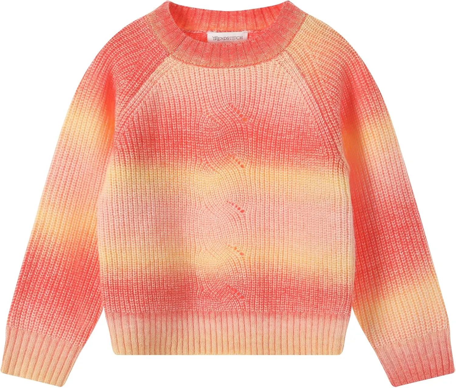 Girls Striped Sweaters Gradient Long Sleeve Cable Knit Sweater Chunky Pullover Jumper Fall Winter