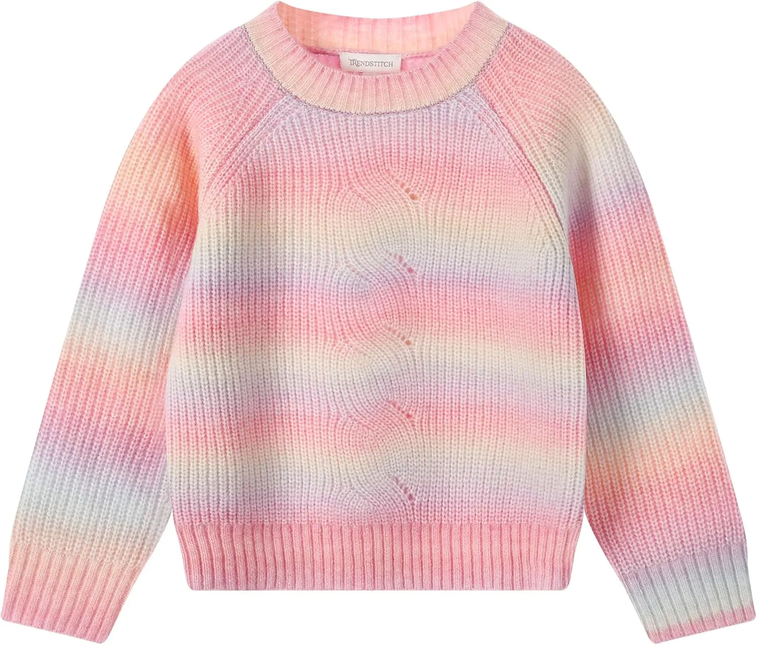 Girls Striped Sweaters Gradient Long Sleeve Cable Knit Sweater Chunky Pullover Jumper Fall Winter