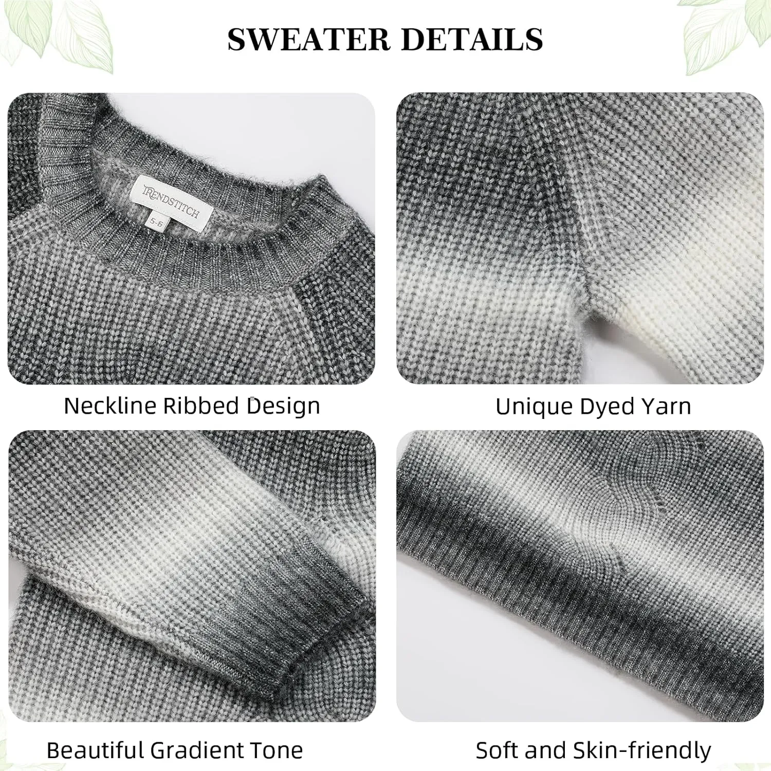 Girls Striped Sweaters Gradient Long Sleeve Cable Knit Sweater Chunky Pullover Jumper Fall Winter