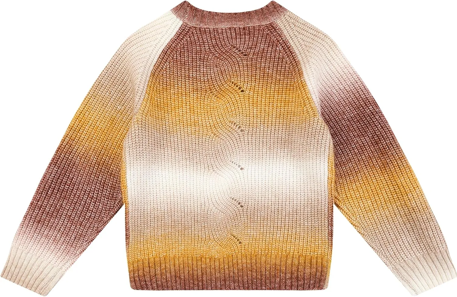 Girls Striped Sweaters Gradient Long Sleeve Cable Knit Sweater Chunky Pullover Jumper Fall Winter