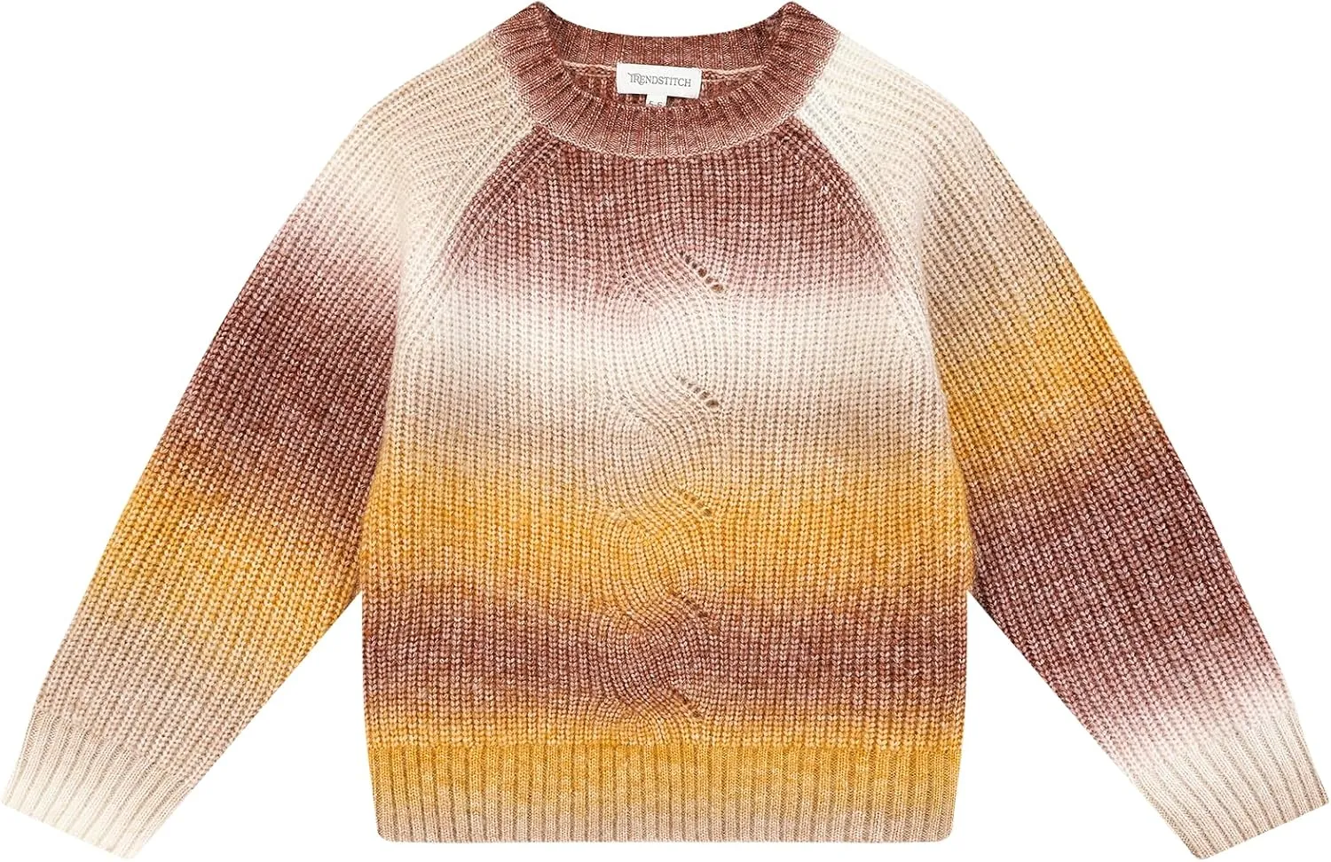 Girls Striped Sweaters Gradient Long Sleeve Cable Knit Sweater Chunky Pullover Jumper Fall Winter