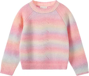 Girls Striped Sweaters Gradient Long Sleeve Cable Knit Sweater Chunky Pullover Jumper Fall Winter