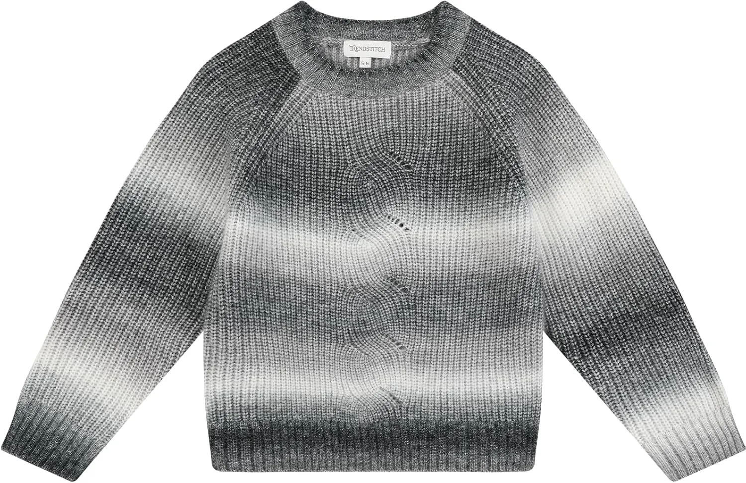 Girls Striped Sweaters Gradient Long Sleeve Cable Knit Sweater Chunky Pullover Jumper Fall Winter