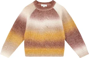 Girls Striped Sweaters Gradient Long Sleeve Cable Knit Sweater Chunky Pullover Jumper Fall Winter