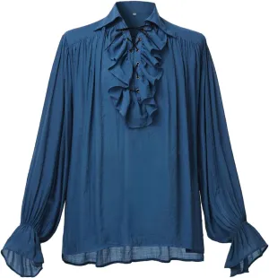 GRACEART Men Pirate Shirt Women Vampire Renaissance Shirts Victorian Ruffled Medieval Costume Cotton Linen Shirt