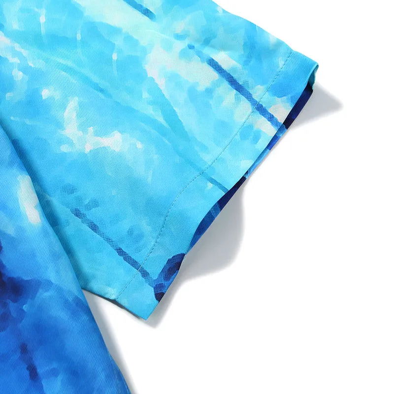 Graffiti Plastic Bottle Print Pointed Collar Shirt