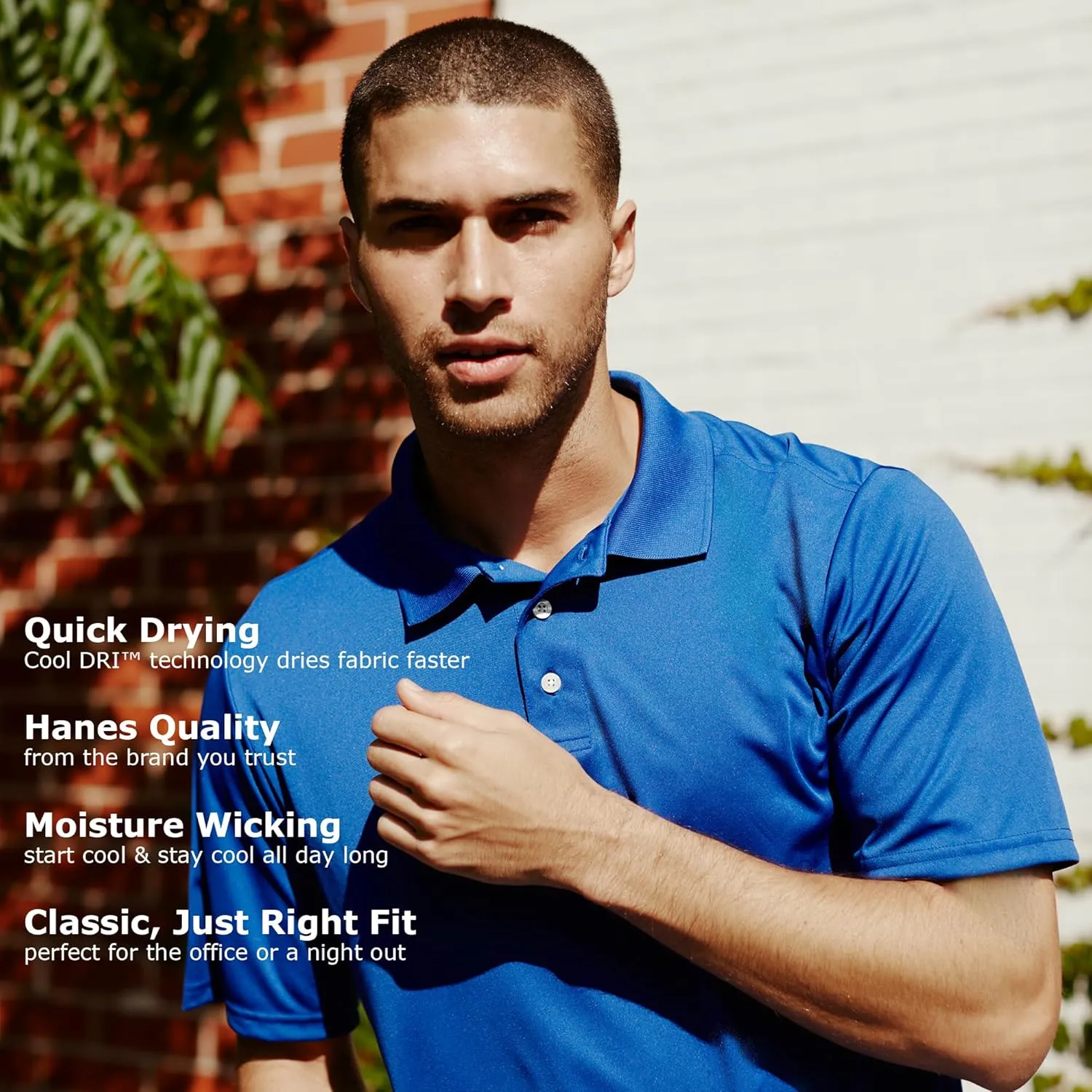 Hanes Sport Men's Polo Shirt, Men's Cool DRI Moisture-Wicking Performance Polo Shirt, Jersey Knit Performance Polo Shirt