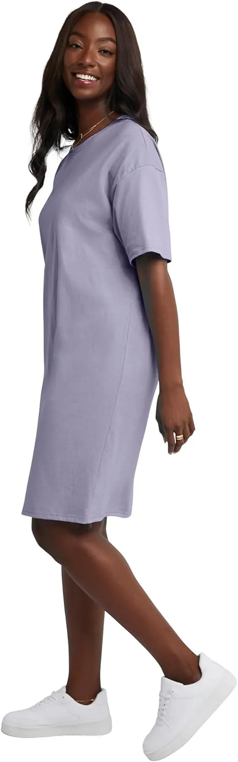 Hanes Women's Essentials Cotton T-Shirt Dress, Wear Around Jersey Oversized Shirt