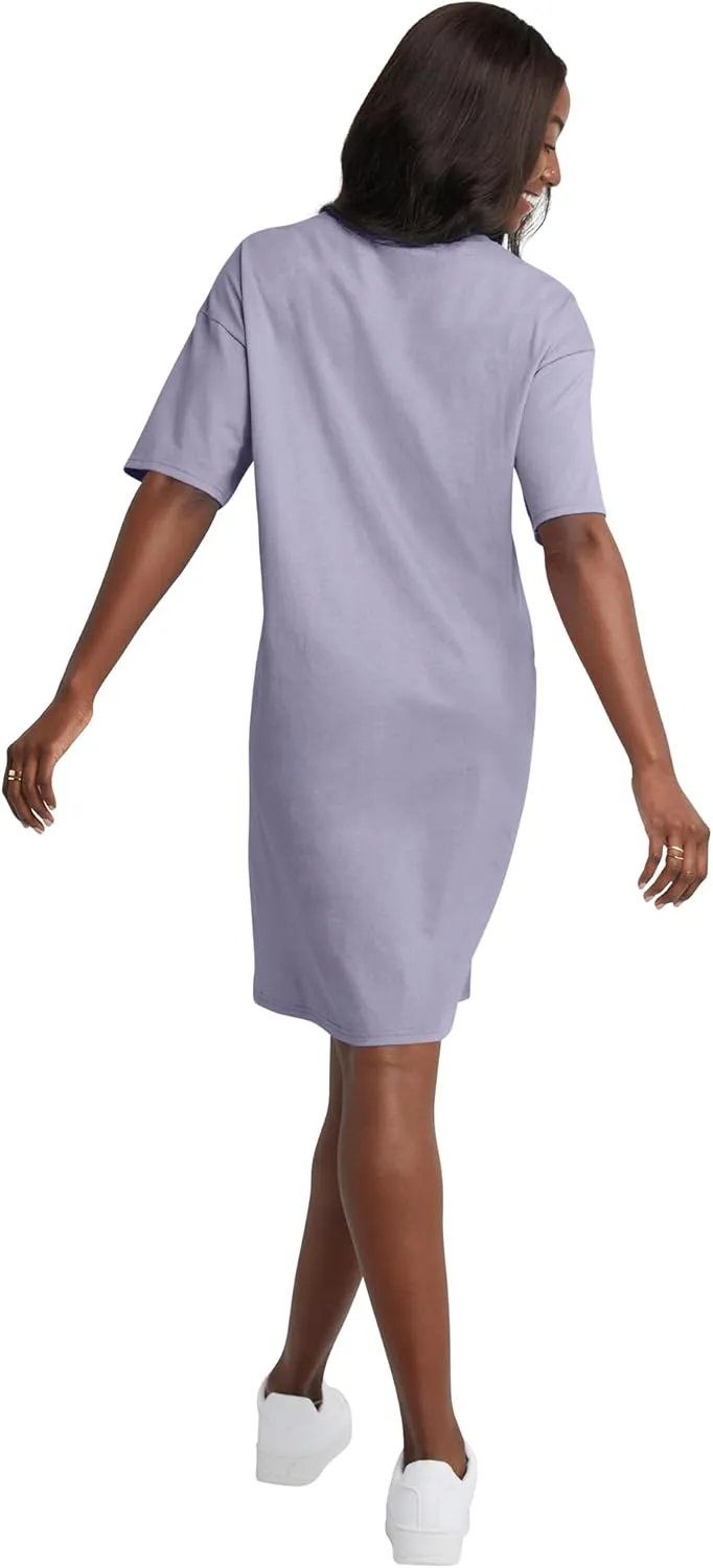 Hanes Women's Essentials Cotton T-Shirt Dress, Wear Around Jersey Oversized Shirt