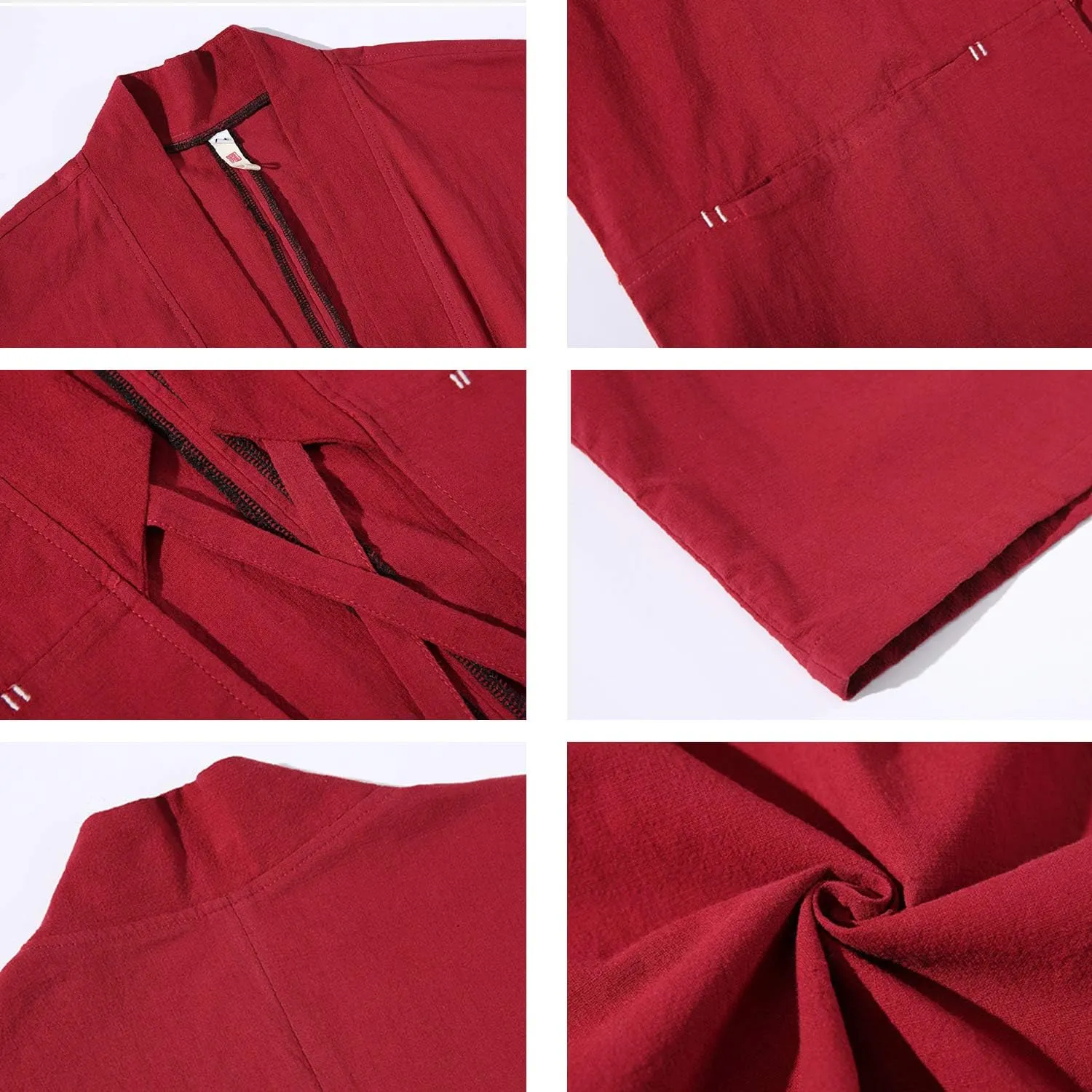 Haseil Men's Kimono Cardigan Japanese Jackets Casual Cotton 3/4 Sleeve Shirt Open Front Coat Lightweight Linen Outwear