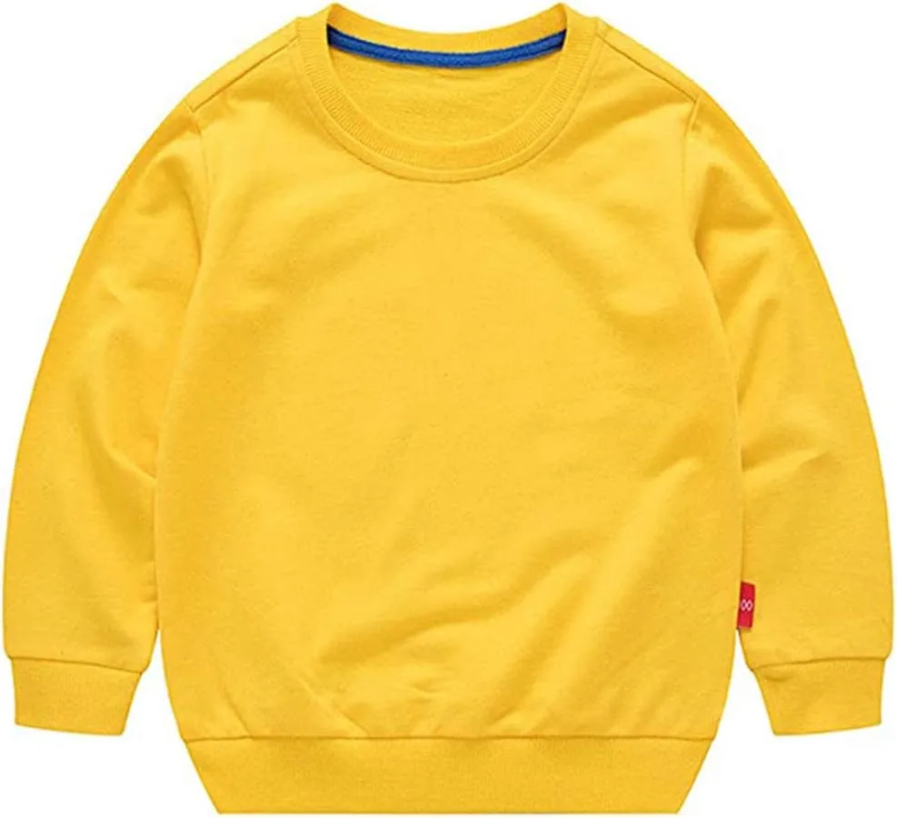 HAXICO Unisex Kids Solid Cotton Thin Pullover Sweatshirt T-Shirt Toddler Baby Crewneck Long Sleeve Tshirts Tops Blouse