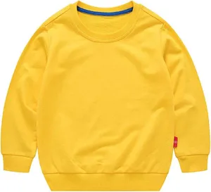 HAXICO Unisex Kids Solid Cotton Thin Pullover Sweatshirt T-Shirt Toddler Baby Crewneck Long Sleeve Tshirts Tops Blouse