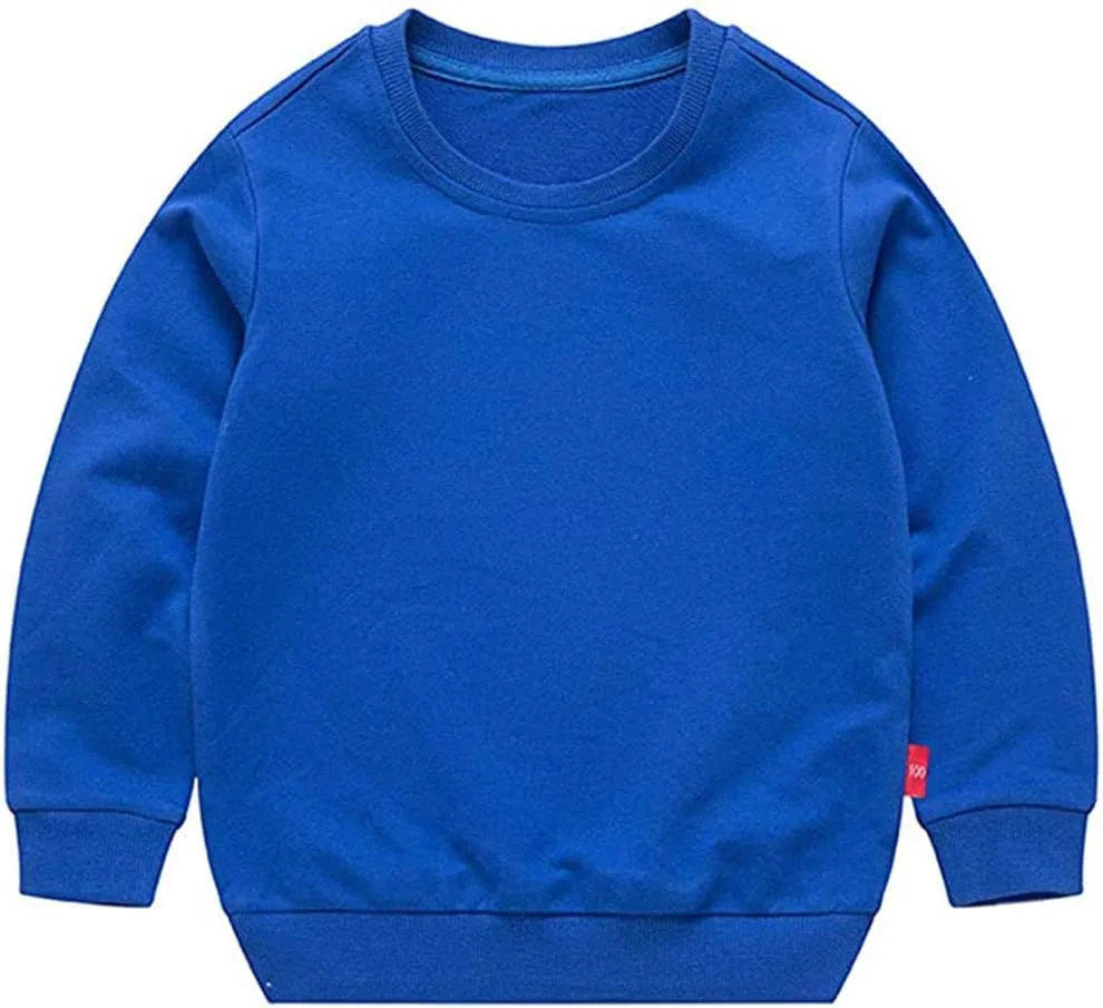 HAXICO Unisex Kids Solid Cotton Thin Pullover Sweatshirt T-Shirt Toddler Baby Crewneck Long Sleeve Tshirts Tops Blouse