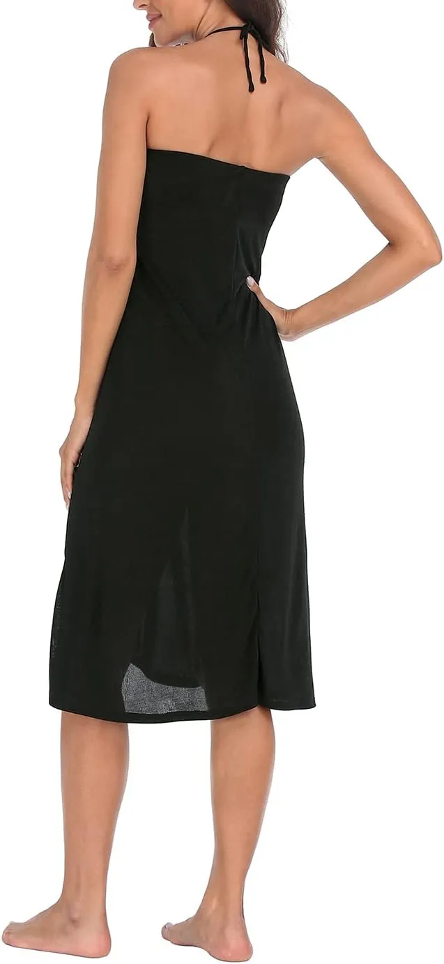 HDE Womens Ruched Cover Up Skirt Convertible Dress Swimsuit Coverup for Swimwear