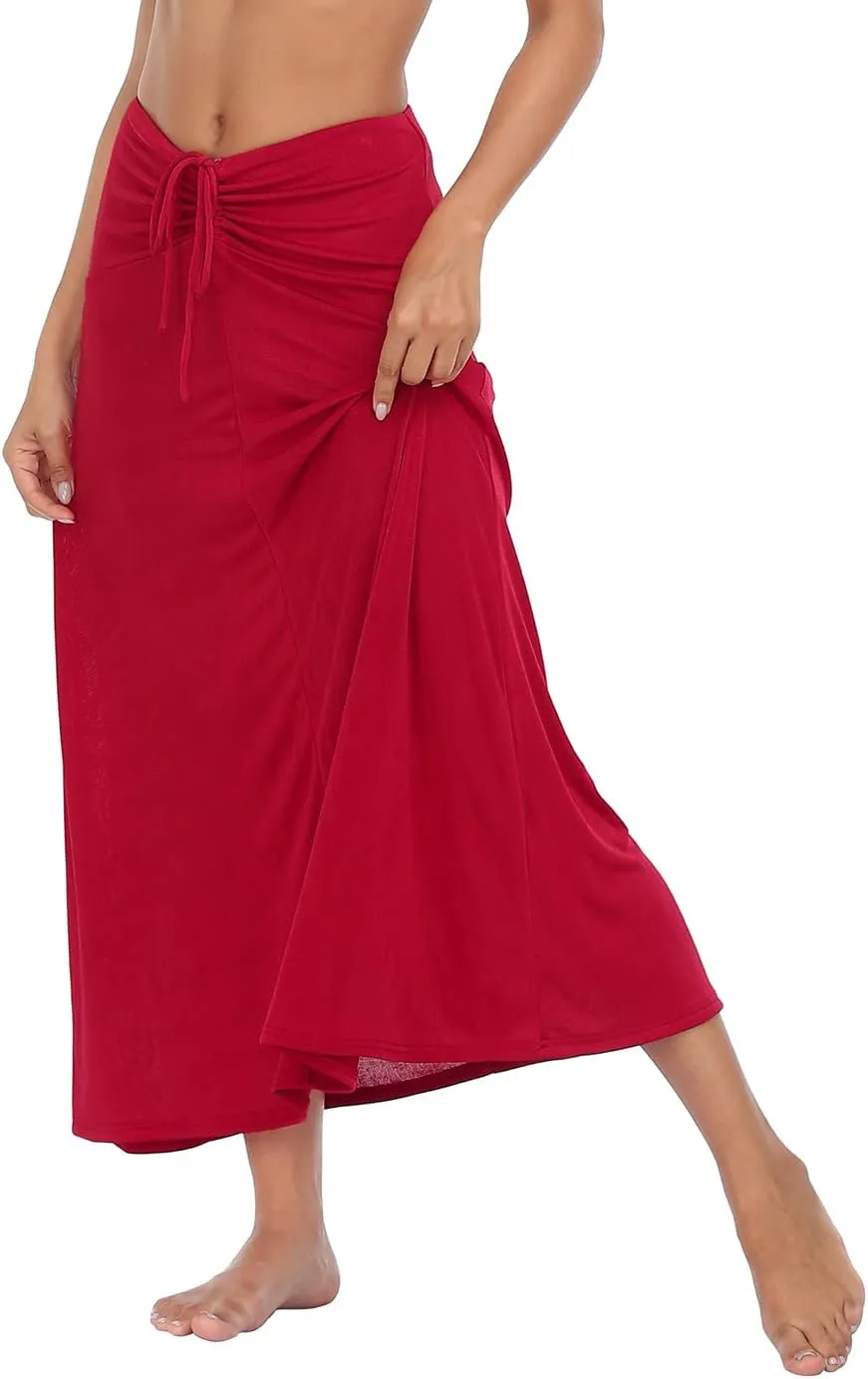 HDE Womens Ruched Cover Up Skirt Convertible Dress Swimsuit Coverup for Swimwear