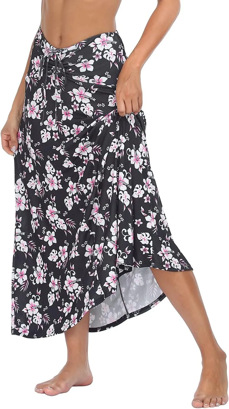 HDE Womens Ruched Cover Up Skirt Convertible Dress Swimsuit Coverup for Swimwear