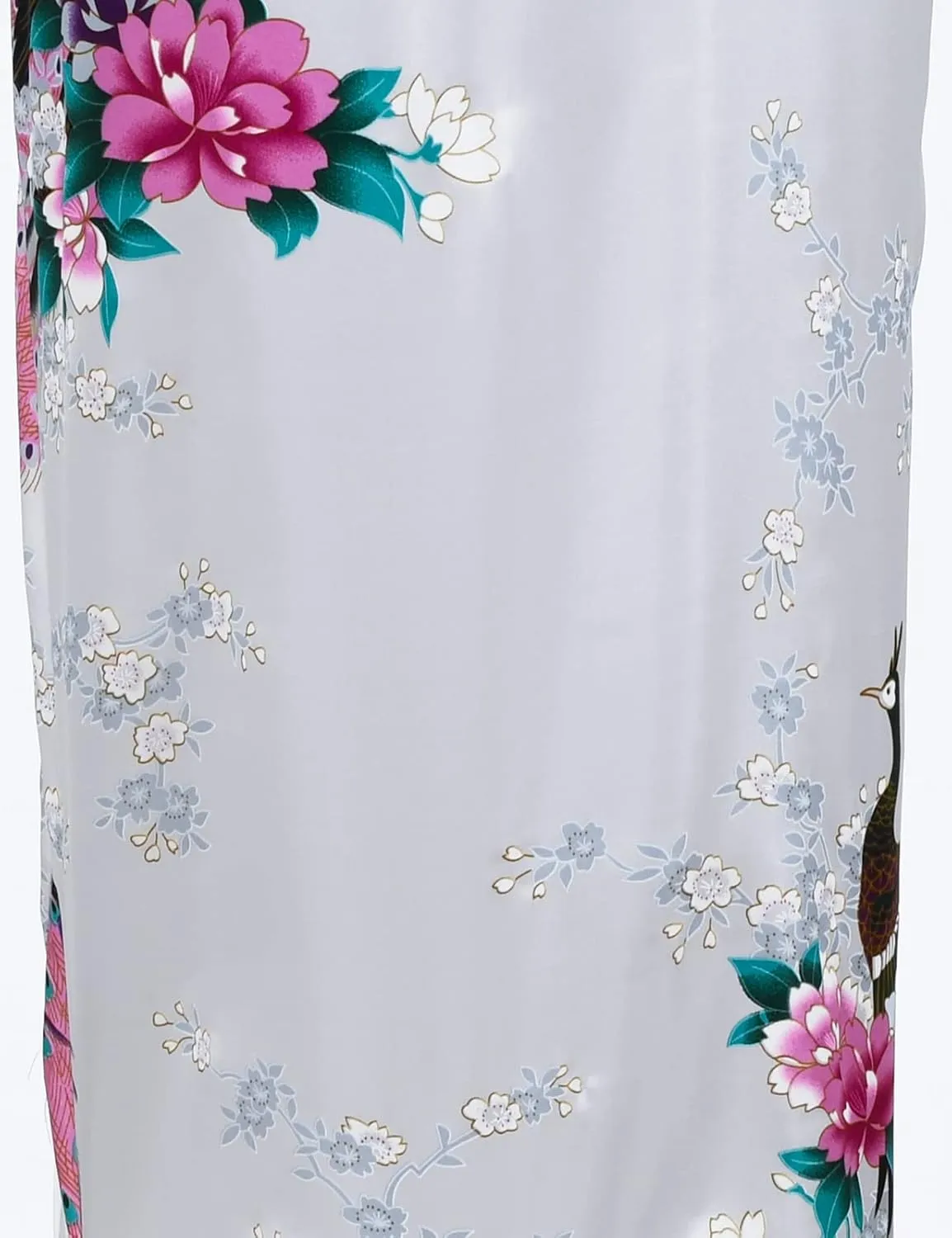 Heone Kimono Satin Peacock Printed Lightweight Cardigan Jacket Coat Yukata Cloak Bathrobe Tops folding Fans Tabi Socks Set