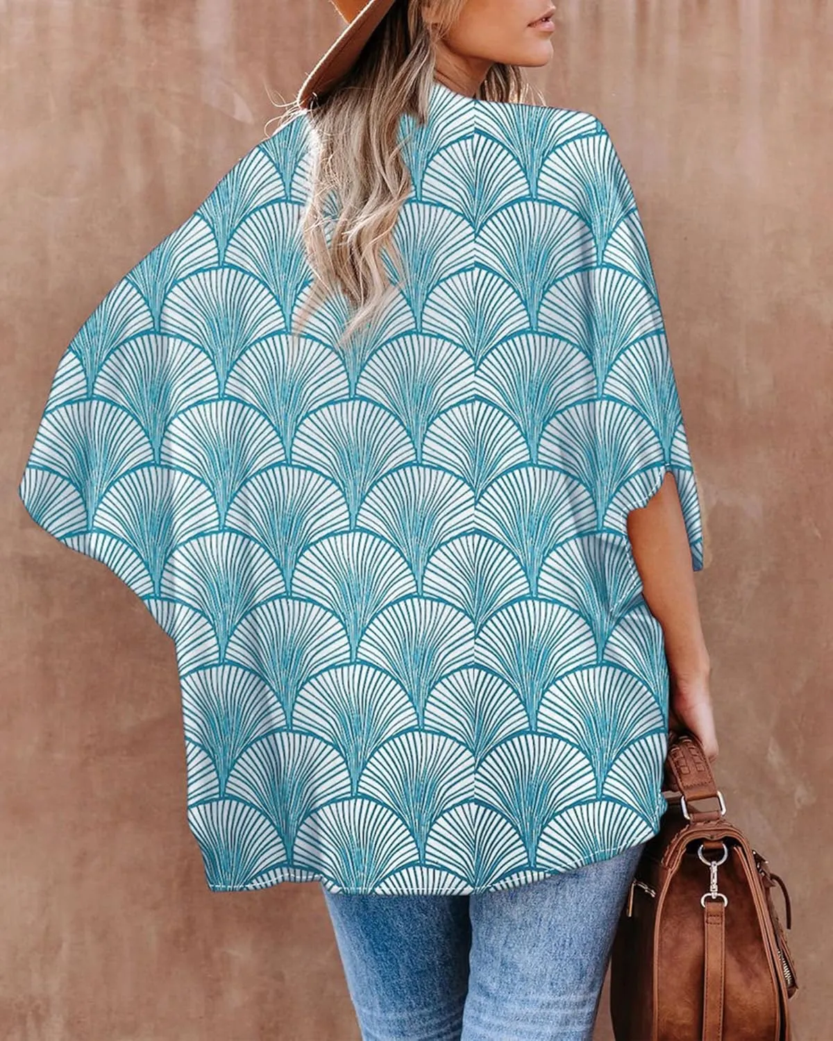 Hibluco Women's Floral Kimono Cardigan Casual Chiffon Tops Loose Beach Cover Ups