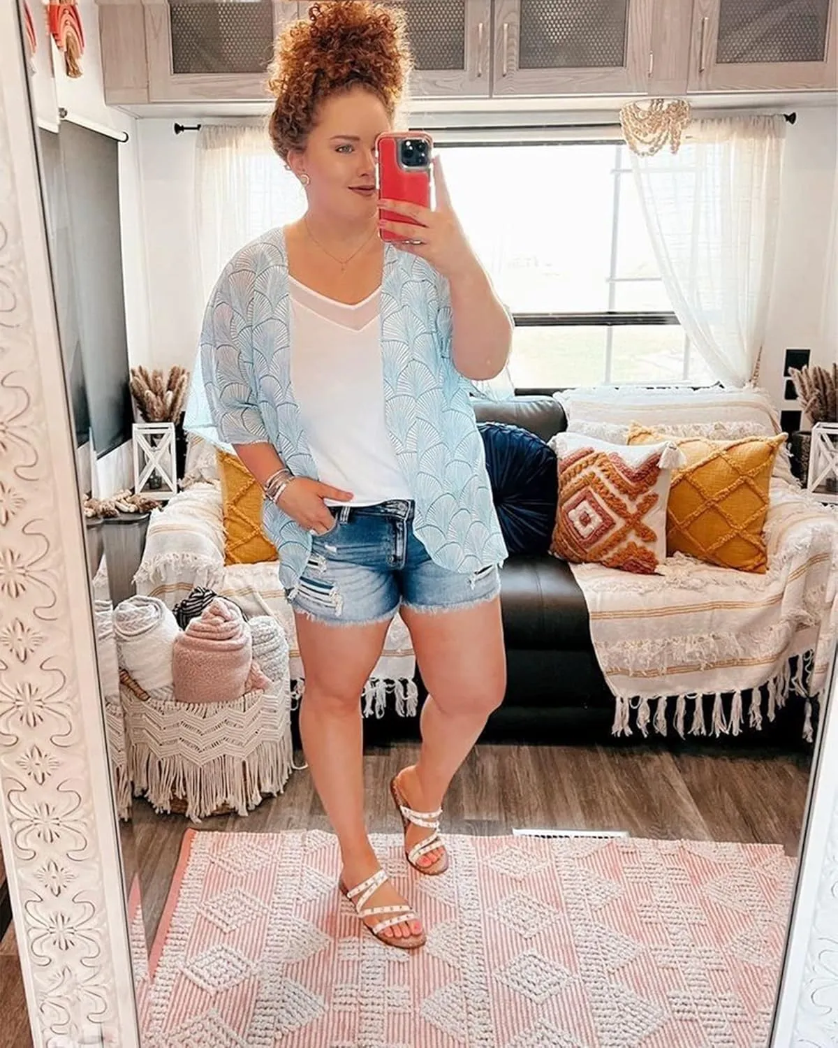 Hibluco Women's Floral Kimono Cardigan Casual Chiffon Tops Loose Beach Cover Ups