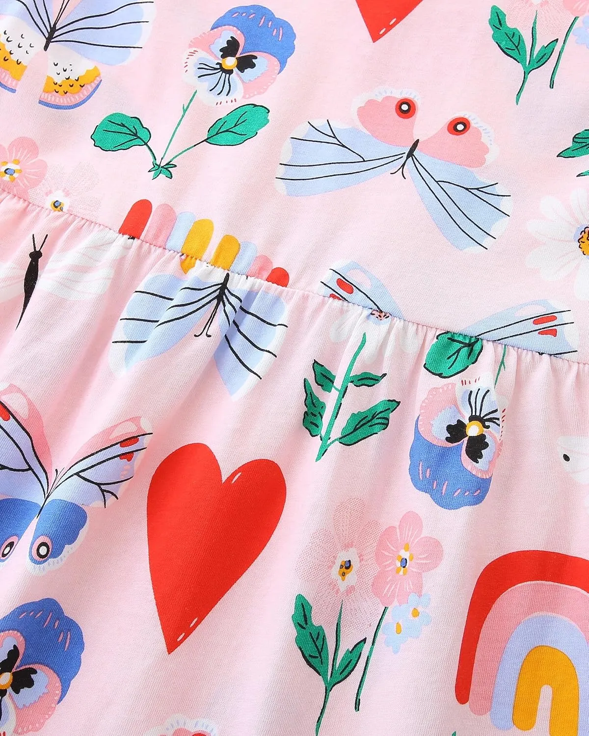 HILEELANG Little Girls Cotton Dress Sleeveless Casual Summer Sundress Flower Printed Jumper Skirt