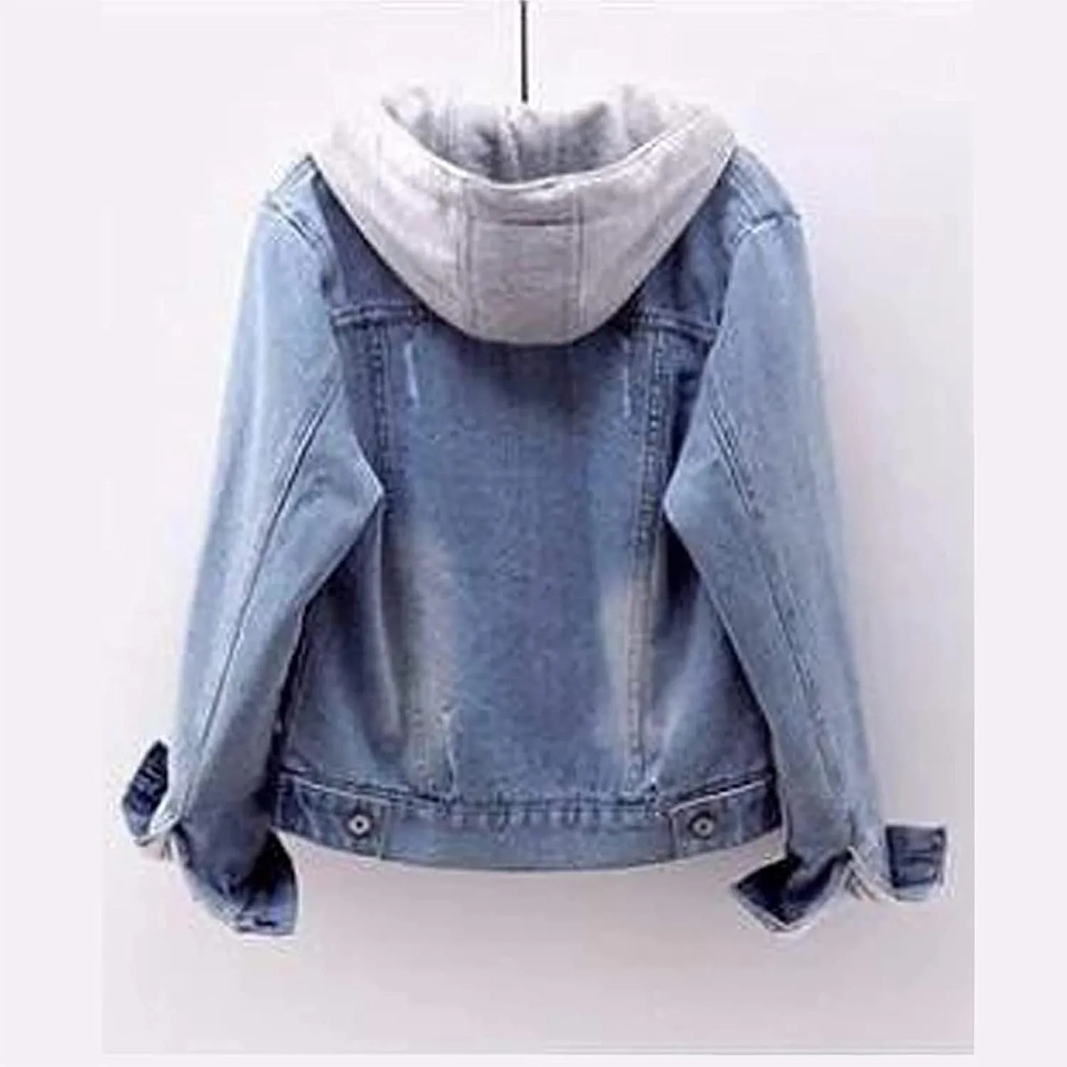 Hooded Outwear Long Casual Denim Women Long Overcoat Jacket Coat Jean Sleeve Women's Blouse Womens Casual Button up