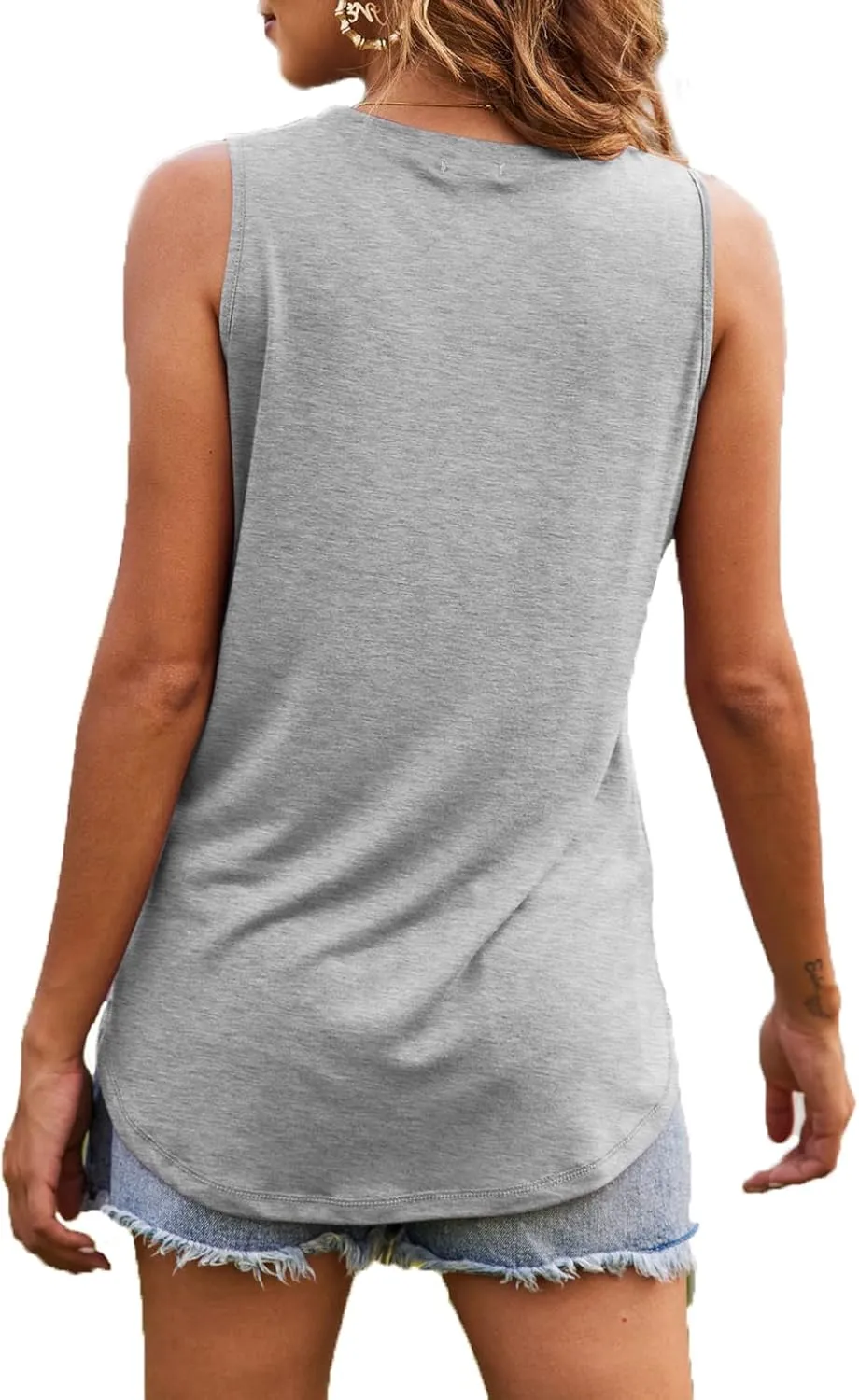 Hount Women's High Neck Tank Tops Summer Sleeveless T Shirts Loose Fit with Pockets