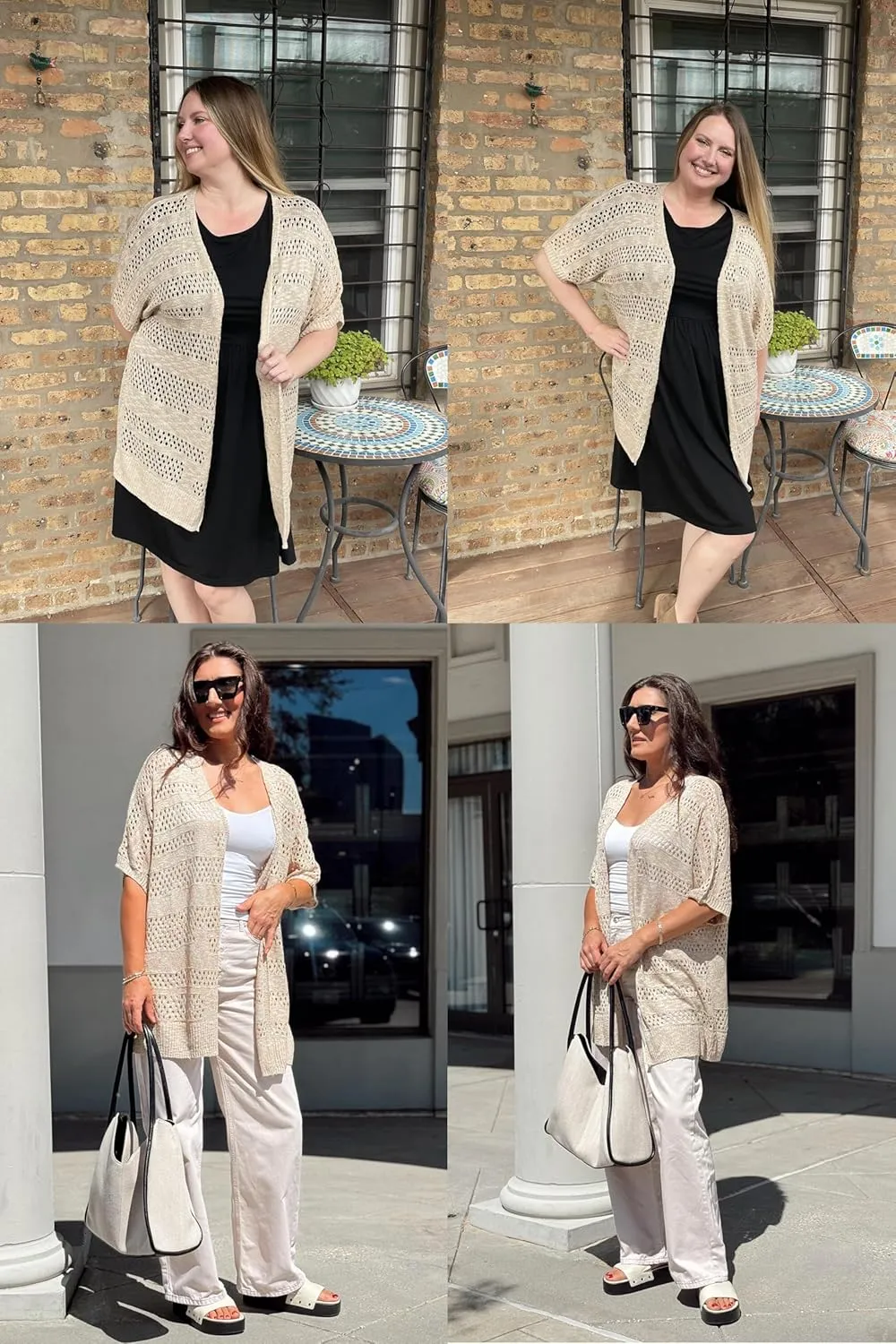 IN'VOLAND Plus Size Lightweight Crochet Cardigan for Women Short Sleeve Summer Kimonos Boho Open Front Knitted Cardigans