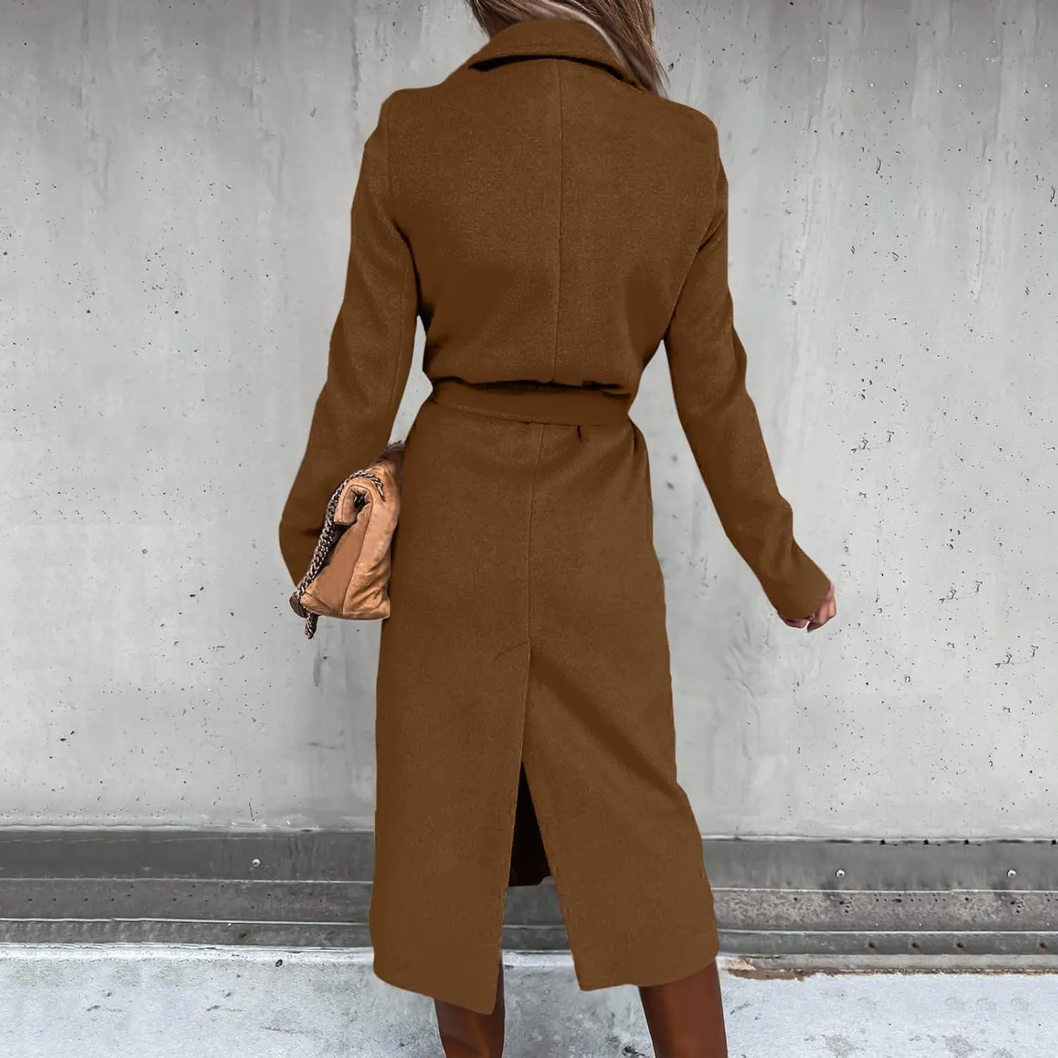 Jackets for Women with Fleece Women's Faux Wool Coat Blouse Thin Coat Trench Long Jackets Inverted Collar Jacket
