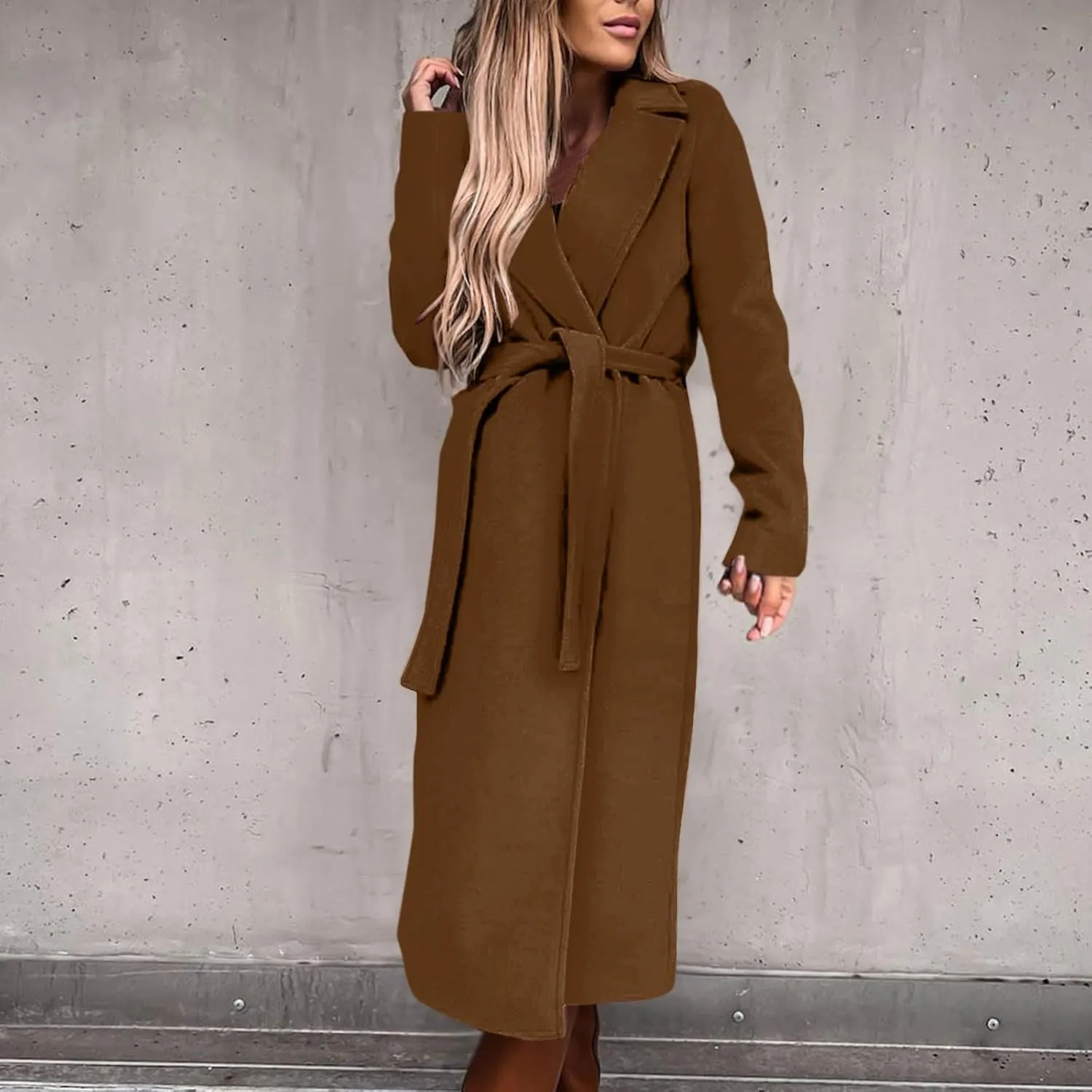 Jackets for Women with Fleece Women's Faux Wool Coat Blouse Thin Coat Trench Long Jackets Inverted Collar Jacket