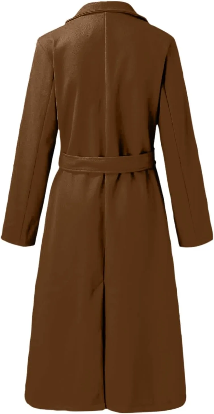 Jackets for Women with Fleece Women's Faux Wool Coat Blouse Thin Coat Trench Long Jackets Inverted Collar Jacket