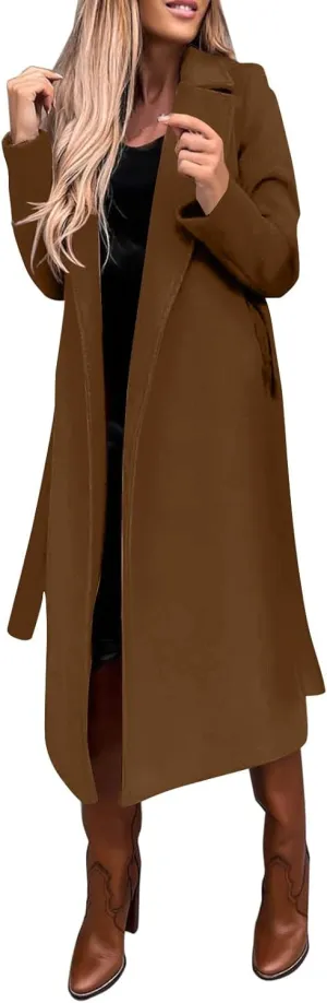 Jackets for Women with Fleece Women's Faux Wool Coat Blouse Thin Coat Trench Long Jackets Inverted Collar Jacket