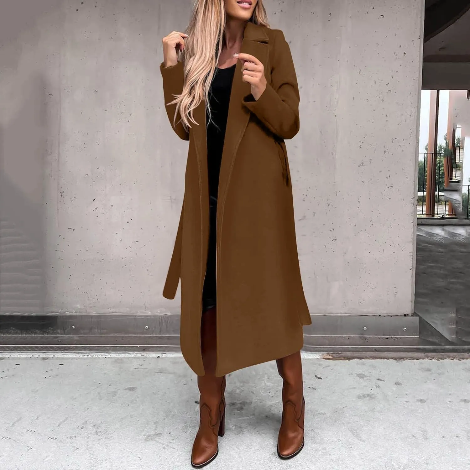 Jackets for Women with Fleece Women's Faux Wool Coat Blouse Thin Coat Trench Long Jackets Inverted Collar Jacket